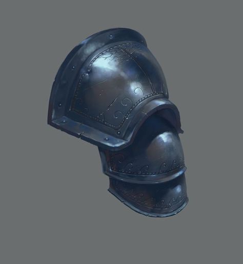 Pauldron Concept Art, How To Draw Shiny Metal, Metal Digital Art, Metal Helmet, Metal Armor, Armor Drawing, Props Concept, Hand Painted Textures, Props Art