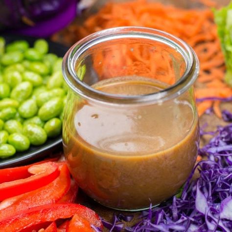 Thai Peanut Dressing (Panera Copycat) - It Starts With Good Food Thai Peanut Dressing, Panera Copycat, Lowcarb Recipes, Thai Chicken Salad, Vegetable Dips, Thai Chili, Honey And Soy Sauce, Sugar Free Maple Syrup, Salad Dressing Recipes Homemade