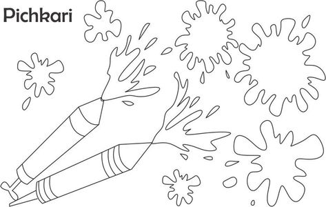 Pichkari coloring page for kids                  #festival #Holi #art #craft #coloring #page #activities #pichkari #sprayer #card #handmade #India #Indian #celebration #home #school #cultural #multicultural #colour #color #activity Holi Drawing, Diwali Drawing, Pikachu Coloring Page, School Art Activities, Family Coloring Pages, School Board Decoration, Coloring Drawing, Holi Images, Monster Coloring Pages