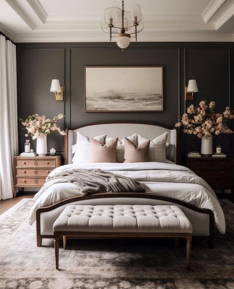 Romantic Parisian Bedroom, Parisian Bedroom Aesthetic, Modern Parisian Bedroom, Parisian Chic Bedroom, Moody Romantic Bedroom, Romantic Bedroom Ideas, European Bedroom, Moody Bedroom Ideas, Parisian Bedroom