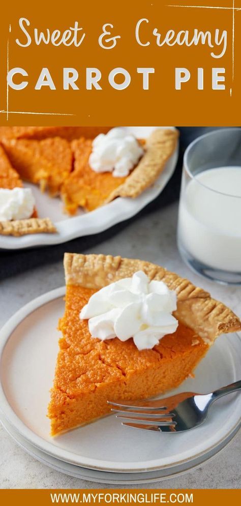 This pie is the perfect way to mix things up this holiday season in the dessert department! The carrots give it a mild earthy flavor but paired with the right ingredients it's got a light sweetness and is very similar to pumpkin pie. It's easy to make and sure to be a hit with the family. Carrot Pie Recipe Desserts, Old Fashioned Pie Recipes, Carrot Pie Recipe, Baking Knowledge, Carrot Pie, Frozen Carrots, Southern Sweet Potato Pie, Homemade Sweet Potato Pie, Carrot Souffle