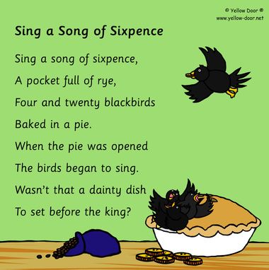 Sing a song of sixpence-nursery rhyme-printable Roses Nursery, Sing A Song Of Sixpence, Four And Twenty Blackbirds, Nursery Rhymes Poems, Nursery Rhyme Theme, Emergent Literacy, Child Activities, Bible Drawing, Illustrated Poster