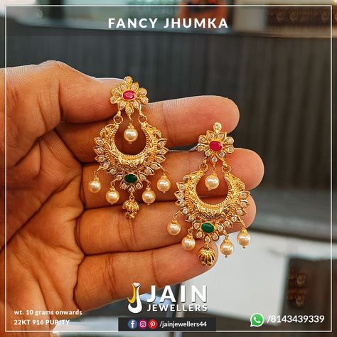 Chand Balis Earrings Gold, Chandbali Earrings Gold In 10 Grams, 10 Grams Gold Earrings Designs, Chand Bali Earrings Gold, Gold Chandbali, Chand Bali Earrings, Chand Bali, Mangalsutra Chain, Gold Pearl Jewelry