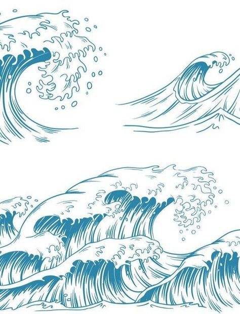 Sea Doodles Waves, Sea Waves Drawing, Sea Waves Illustration, Ocean Waves Drawing, Wave Drawings, Ocean Sketches, Wave Sketch, Ocean Sketch, Ocean Wave Drawing