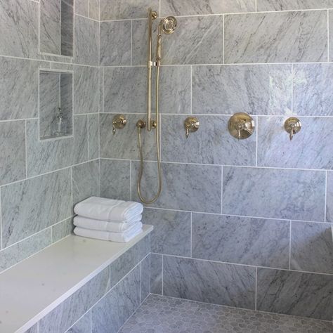 Bargain Mansions, Lux House, Gray Floors, Large Shower Tile, Marble Shower Tile, Shower Wall Tile, Stone Shower, Silicone Caulk, Bathroom Luxury