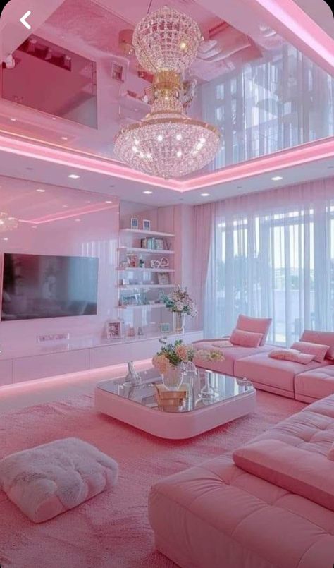 Simple Girly Room Decor, Giselle Core, Apartment Decor Living Room, Pink House Interior, Carton House, Ruang Tv, Aesthetic Tips, Living Room Aesthetic, Beautiful Bedroom Decor