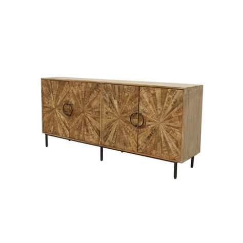 Crestview Collection - Roswell 4 Door Sideboard - all Brown Sideboard, Pinwheel Design, Mango Wood Sideboard, Metal Sideboard, Rustic Sideboard, Mobile Tv, Wood Sideboard, Antique Farmhouse, Media Console