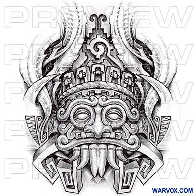 Aztec Demon Tattoo, Aztec God Tlaloc Tattoo, Aztec Rain God Tattoo, Aztec Rain God, Aztec Face Tattoo, Aztec Corn Tattoo, Aztec Sun God Tattoo, Aztec God Tattoo For Men, Aztec Throat Tattoo