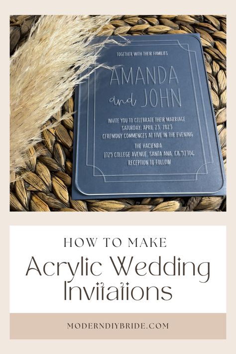 Learn how to make stunning acrylic wedding invitations using a Cricut Maker. A perfect DIY project for your wedding day. Acrylic Wedding Invitation Diy Cricut, Cricut Acrylic Invitations Diy, Diy Acrylic Invitation Wedding, Diy Acrylic Wedding Invitations, Acrylic Cricut Projects, Cricut Acrylic Projects, H Is For Heart, Cricut Wedding Projects, Disney Invitation