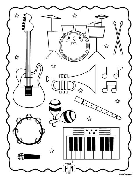 Music Class Worksheets, Music Coloring Sheets, Music Printables, Music Lessons For Kids, Coloring Designs, Kids Musical Instruments, Preschool Music, Music Worksheets, Music Coloring