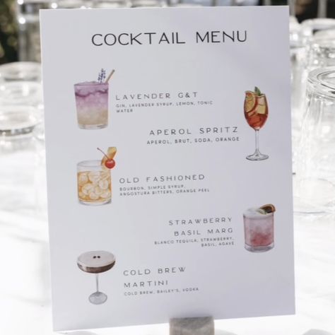 Menu Aesthetic, Baileys And Vodka, Wedding Must Haves, Signature Cocktail Menu, Mobile Cocktail Bar, Diy Menu, Brunch Cafe, Printable Wedding Menu, Birthday Menu