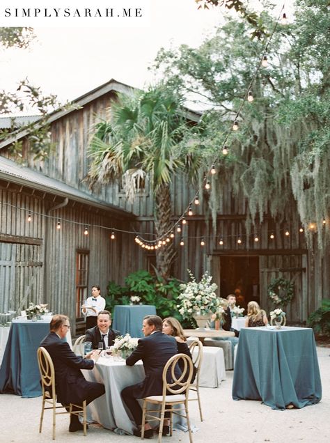 Classic Southern Wedding neutral AND blue reception decor Boone Hall Wedding in Charleston, South Carolina | Photo by Simply Sarah Photography | Luxury destination weddings with A Charleston, Bride in South Carolina | wedding reception, decor, neutral blue wedding colors, barn wedding  #weddinginspiration #southernwedding #charlestonwedding #charlestonweddingvenue #charlestonweddingphotographer Charleston Wedding Reception, Bahamas Eleuthera, South Carolina Wedding Venues, Montage Palmetto Bluff, Montana Wedding Venues, Winter Wedding Destinations, Destination Wedding Weekend, Carolina Wedding Venues, Charleston South Carolina Wedding