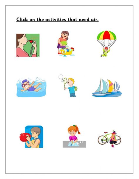 Air Worksheet For Kindergarten, Evs Worksheet For Class 1 Air, Evs Worksheets For Kindergarten, Worksheet For Kindergarten, Worksheets For Class 1, Work Sheet, School Safety, Community Helper, Teaching Colors