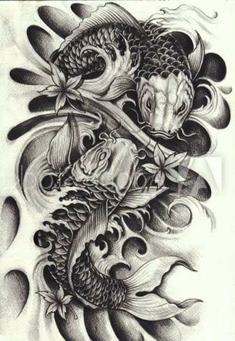 Koi Fish And Dragon Tattoo, Koi Fish Tattoo Forearm, Waterfall Tattoo, Koi Dragon Tattoo, Carp Tattoo, Koi Tattoo Sleeve, Tattoo Perna, Skull Tattoo Flowers, Japanese Myth