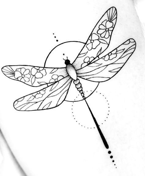 Boho Dragonfly Tattoo, Floral Dragonfly Tattoo, Dragonfly Drawing, Traditional Tattoo Flowers, Dragonfly Tattoo Design, Insect Tattoo, Inspiration Tattoos, Dragonfly Tattoo, Discreet Tattoos