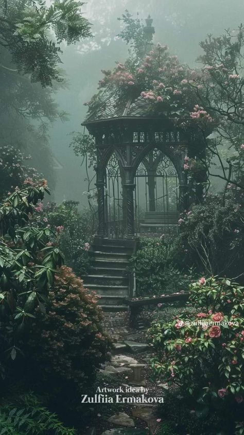 Dark Magic Aesthetic Wallpaper, Overgrown Garden Aesthetic, Dark Nature Aesthetic Bedroom, Overgrown House, Dark Fairytale Aesthetic, Gothic Landscape, Victorian Greenhouses, Goth Garden, Dark Castle