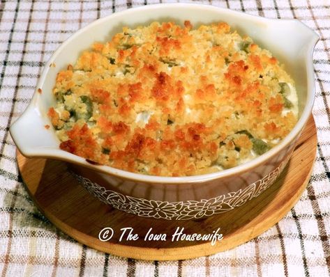 The Iowa Housewife: Small Recipes...Creamy Green Bean Casserole Creamy Green Bean Casserole, Iowa Recipes, Small Recipes, Creamy Green Beans, Ham Steak, Green Bean Casserole Easy, Greenbean Casserole Recipe, Ham Steaks, Creamed Potatoes