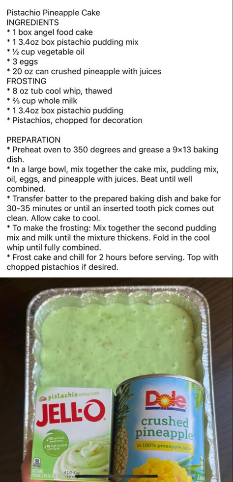 Pistachio Pineapple Cake, Pistachio Cake Recipe, Angel Food Cake Mix, Pineapple Angel Food, Angel Food Cake Desserts, Pineapple Cake Recipe, Pistachio Dessert, Cake Mix Desserts, Angel Food Cake Mix Recipes