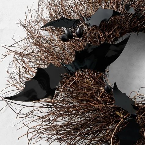 Halloween Shop: Gifts, Decorations & Food | Williams Sonoma Cute Modern Halloween Decor, Corporate Halloween Decor, Creative Halloween Decorations Outdoor, Anthropologie Halloween Decor, Halloween Decorations Modern, Tasteful Halloween Decor, Halloween Twig Wreath, Samhain Wreath, Anthropologie Halloween