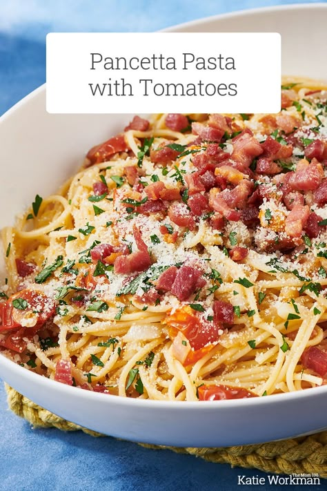 Panchetta Recipes, Pasta With Tomatoes, Pancetta Recipes, Fresh Tomato Pasta, Pancetta Pasta, Fresh Tomato Sauce, Tomatoes Recipe, Pasta Dinners, Tomato Pasta