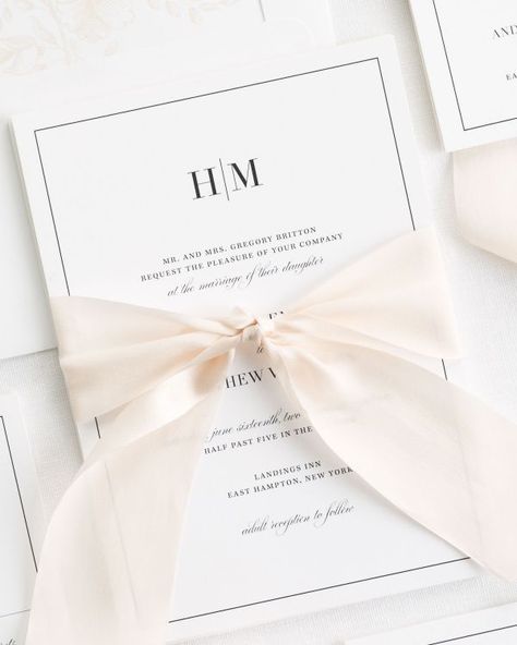 Glam Monogram Ribbon Wedding Invitations Ribbon Wedding Invitations, Glamorous Wedding Invitations, Ribbon Invitation, Shine Wedding Invitations, Monogram Wedding Invitations, Ribbon Wedding, Letterpress Wedding, Letterpress Wedding Invitations, Luxury Wedding Venues