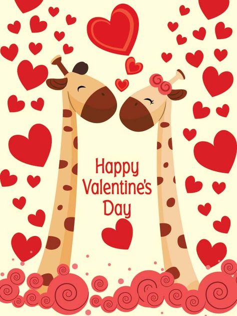 Valentines Day Giraffes Card Giraffe Valentine, Giraffe Crafts, Craft Printables, Giraffe Pictures, Printable Ideas, Valentines Wallpaper, Party Foods, Printable Crafts, Valentine Day Love