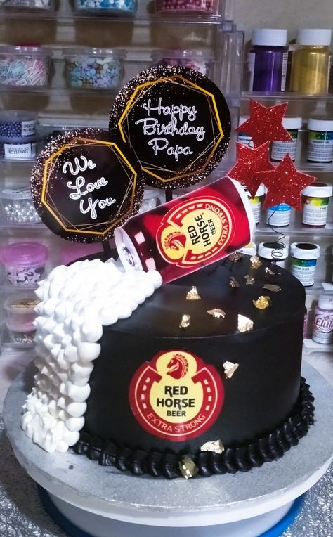 Redhorse Beer Cake Design, Red Horse Beer Cake, Red Horse Beer, Beer Themed Cake, Jam Jar Wedding Favours, Jam Jar Wedding, Beer Cakes, Cake For Men, Wedding Favour Jars