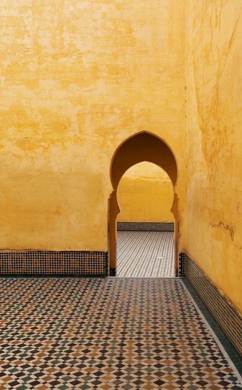 Yellow Wall Texture, Old Mosque, Meknes Morocco, Yellow Texture, Yellow Wall, Yellow Walls, Honey Colour, Yellow Aesthetic, Islamic Architecture