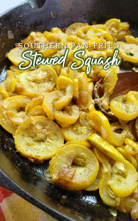 Stewed Squash! A simple recipe for country-style fresh yellow squash stewed then pan-fried in a large skillet with onion and lots of black pepper. Squash Recipes Skillet, Yellow Squash Sauteed, Stewed Squash And Onions Southern, Yellow Squash And Onions Recipes, Sautéed Yellow Squash, Southern Yellow Squash Recipes, Southern Squash And Onions, Southern Squash Recipes, Sauteed Squash Recipes