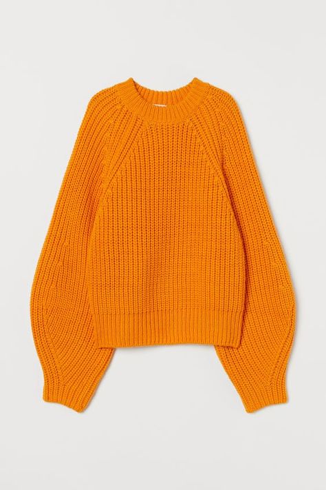 Big Dresses, Orange Knit, Color Blocking Outfits, Orange Sweaters, Orange Shirt, Trending Sneakers, Ribbed Knit Sweater, Trending Dresses, Ribbed Sweater