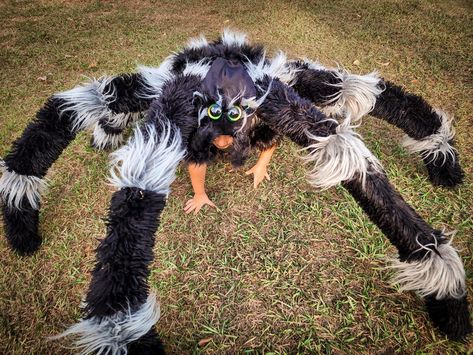 Coolest DIY Spider and Fly Child Costumes Tarantula Costume Kids, Diy Spider Legs For Costume, Diy Tarantula Costume, Insect Costume Diy, Spider Costume Diy, Spider Diy Costume, Toddler Spider Costume, Diy Spider Costume, Diy Voodoo Doll Costume