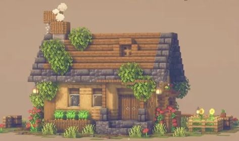 This is not mine Small Minecraft Villager Houses, Village House Upgrade Minecraft, Small Villager Homes Minecraft, Small Minecart House, Wooden Cottage Minecraft, Tiny Minecraft Houses, Small Wood House Minecraft, Minecraft Build House, Minecraft Small House