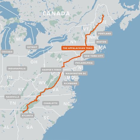 Appalachian Trail Map - Guthook Guides app Appalachian Trail Pennsylvania, Appalachian Trail Poster, How To Train To Hike The Appalachian Trail, Appalachian Trail Section Hikes, Appalachian Trail Map, Delaware Water Gap, White Mountain National Forest, Trail Hiking, Going Camping