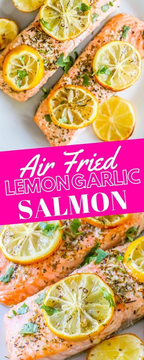 Air Fryer Recipes Salmon, Lemon Garlic Salmon, Chicken Wing Recipes Baked, Lobster Recipes Tail, Garlic Butter Salmon, Butter Salmon, Lemon Salmon, Garlic Salmon, Air Fryer Oven Recipes