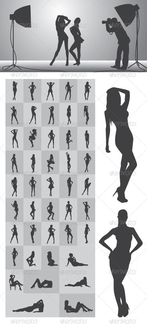 Girl Silhouettes - People Characters Laid Back Photoshoot, Standing Up Poses For Pictures, Photoshoot Ideas Creative Black Women, Catwalk Poses Runway, Birthday Pose Ideas For Women, Runway Model Poses, Clothing Modeling Poses, Model Standing Poses, Birthday Photo Shoot Ideas For Women