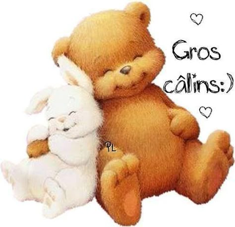 Gros câlins :) #calins gros calins ours lapin Calin Gif, Happy Birthday Wishes Sister, Teddy Bear Quotes, Harrods Bear, Sweet Hug, Bear Quote, Teddy Bear Clipart, Emoji Love, Funny Emoji