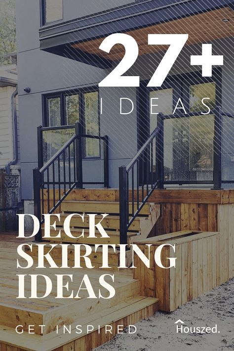 Get inspired with these DECK SKIRTING IDEAS. Our images will help you get creative, taking your design ideas to the next level...Trust Houszed... #deckskirtingideas #inexpensivedeckskirtingideas #horizontaldeckskirtingideas #underdeckskirtingideas #moderndeckskirtingideas #deckskirts #underdecklatticeideas #porchskirtingideas Underneath Deck Ideas, Wooden Deck Designs, Deck Skirting Ideas, Lattice Deck, House Skirting, Skirting Ideas, Two Level Deck, Diy Fire Pit Ideas, Patio Images