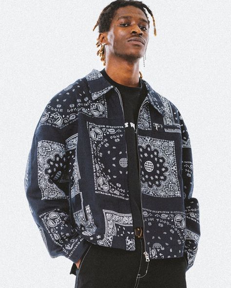 Graphic Print Winter Outerwear For Streetwear, Cotton Cartoon Print Streetwear Outerwear, Streetwear Outerwear With Character Print, Bandana Jacket, Graphic Print Button-up Streetwear Outerwear, Sewing Styles, Long-sleeve Character Print Streetwear Outerwear, Concept Sneakers, Lookbook Layout