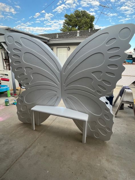 Butterfly Bench, Thermocol Craft, Butterfly Theme Party, Birthday Room Decorations, Ganapati Decoration, Wood Butterfly, Butterfly Birthday Party, Event Props, Elegant Baby Shower