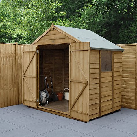 Forest Garden 7 x 5 ft Apex Overlap Pressure Treated Double Door Shed | Wickes.co.uk 6x4 Shed, Shed Base Kit, Timber Shed, Small Shed, Wooden Shed, Apex Roof, Hidden Hinges, Shed Base, Sheds For Sale