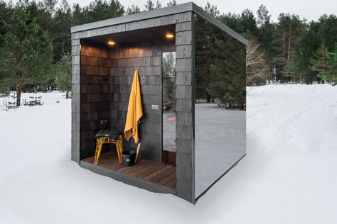 Tiny Cabins Interiors, Prefab Office, Modern Saunas, Small House Design Architecture, Sauna Diy, Sauna House, Pod House, Hot Tubs Saunas, Sauna Design