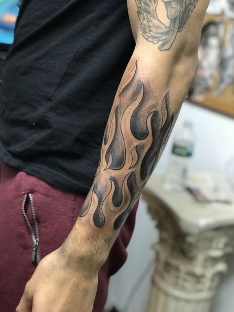 Flame tattoo by rokmatic Ink Fire Forearm Tattoo Men, Men’s Fire Tattoo, Men Flame Tattoo, Forearm Fire Tattoo, Flame Tattoos Sleeve, Flames Arm Tattoo, Flames Forearm Tattoo, Tattoo Flames Fire, Tattoo Flames Arm