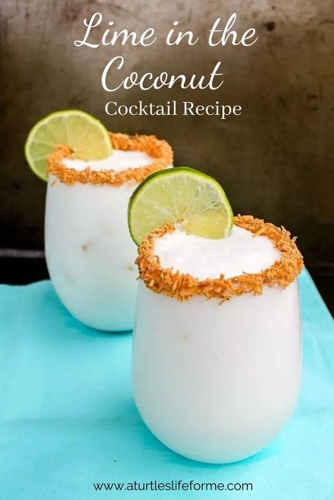 This Lime in the Coconut Cocktail Recipe combines fresh lime juice, coconut milk and crushed ice for a refreshing summer daiquiri! The non-alcoholic version is just as good and resembles a Brazilian Lemonade! Cocktail Coconut, Lime In The Coconut, Coconut Cocktail, Brazilian Lemonade, Daiquiri Cocktail, Rum Recipes, Postre Keto, Coconut Drinks, Boozy Drinks