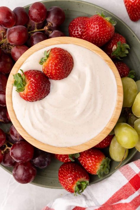 Greek Yogurt Fruit Dip, Yogurt Fruit Dip, Marzipan Fruit, Almond Milk Yogurt, Greek Yogurt Dips, Homemade Jams, Fruit Dips Recipes, Yogurt Flavors, Yogurt Dip