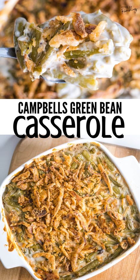 Make classic Campbells Green Bean Casserole for Thanksgiving dinner! This simple recipe is a holiday tradition. Includes instructions for making air fryer green bean casserole or baking this classic holiday recipe in the oven. Campbells Green Bean Casserole, Event Snacks, Casserole For Thanksgiving, Green Bean Casserole Campbells, Thanksgiving Tradition, Best Green Bean Casserole, Classic Green Bean Casserole, Thanksgiving Casserole, Greenbean Casserole Recipe