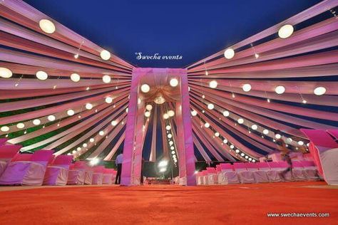 Pandal Decoration Ideas For Marriage, Navratri Ground Decoration, Navratri Decoration Ideas For Ground, Marriage Mandap, Decoration Haldi, Arbaz Khan, Pandal Decoration, Wedding Ceiling Decorations, Asian Wedding Decor