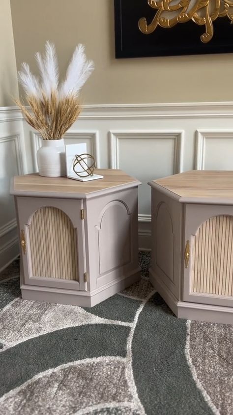 Refinished End Tables Diy, End Table Paint Ideas, Octagonal End Table Makeover, How To Use Antiques In Modern Home, Refurbished Nightstand Ideas, End Table Diy Makeover, Vintage Furniture Restoration, Diy Repurposed Furniture Ideas, Re Doing Furniture