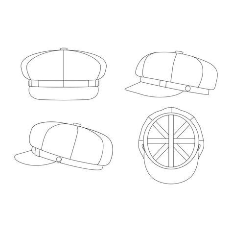 Template gavroche hat vector illustration flat sketch design outline headwear Design Outline, Hat Vector, Illustration Flat, Flat Sketches, Flat Cap, Free Vectors, Images Photos, Peace Gesture, Vector Art