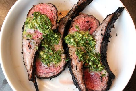 Grilled Rack of Lamb with Mint Chimichurri Rack Of Lamb Recipes, Mint Chimichurri, The Defined Dish, Defined Dish, Grill Rack, Rack Of Lamb, Chimichurri Sauce, Dinner Entrees, Allergy Friendly Recipes