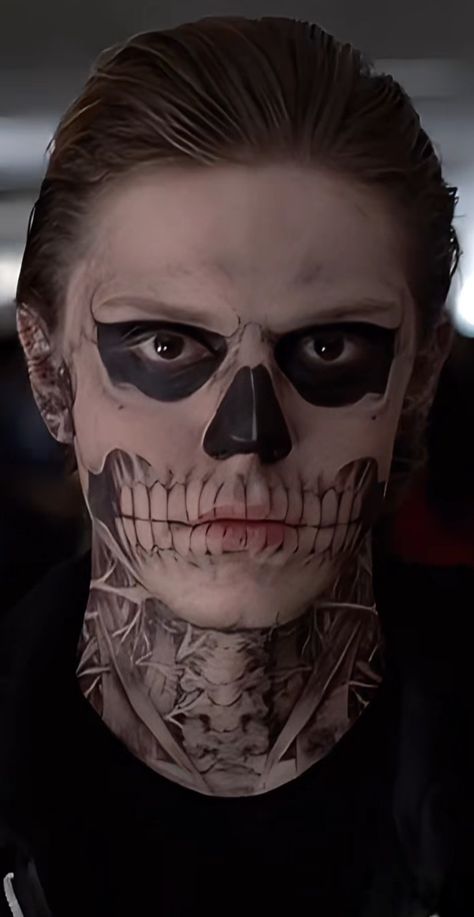 Mens Halloween Makeup, Halloween Skeleton Makeup, Evan Peters American Horror Story, Skeleton Face, Skeleton Makeup, Halloween Makeup Inspiration, Halloween Men, Male Makeup, Skull Makeup